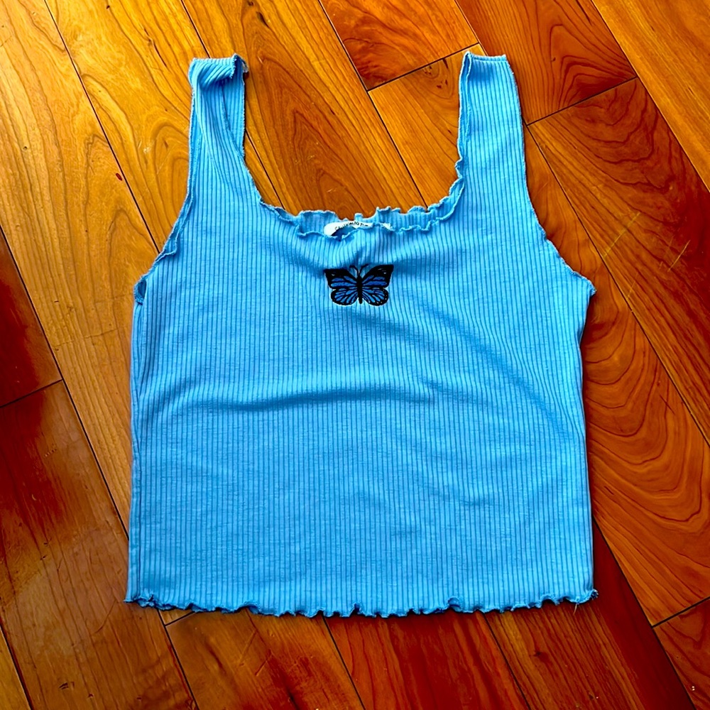 H&M blue, butterfly crop top
